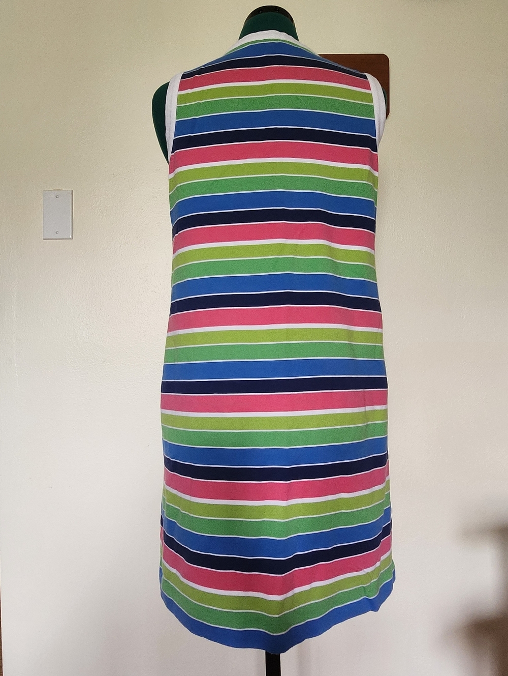 Sleeveless Multicolor Stripe Shift Dress - Picture 5 of 8